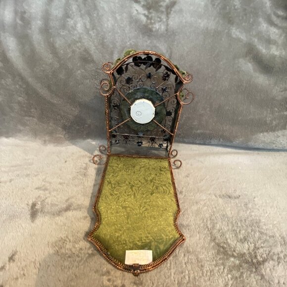 Wayne M. Kleski Viintage Victorian Clock Velvet, Metal, Floral Embellishment - Picture 7 of 8